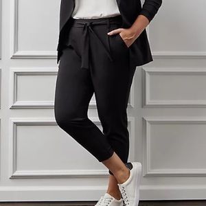 PULL-ON TAPER STRETCH CREPE HIGH-RISE TIE-FRONT PANT